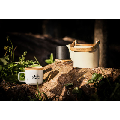 GLOGG. 700 mL ceramic teapot with bamboo lid